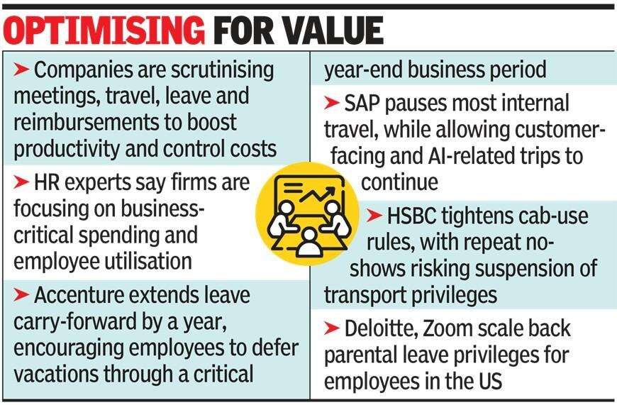 Companies tighten employee perks amid cost, productivity push