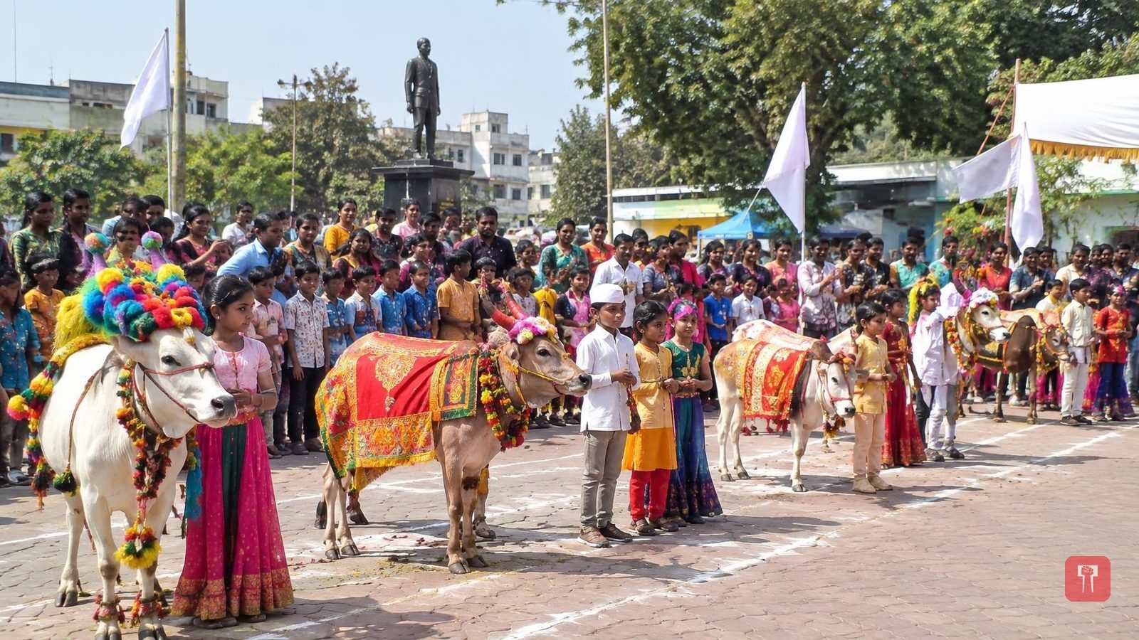 घुग्घुस के गांधी चौक में बच्चों की नंदीबैल सजावट स्पर्धा से तान्हा पोळा उत्सव में रौनक