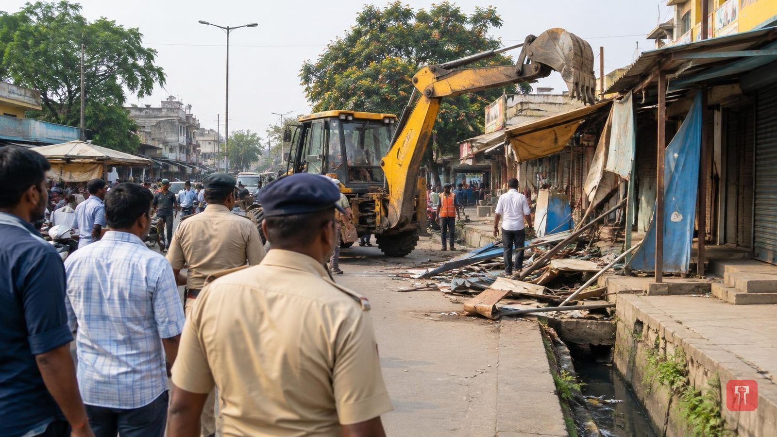 वाई में नगरपरिषद की सख्ती: अवैध फ्लेक्स, टपरियां और नालों पर अतिक्रमण हटाया