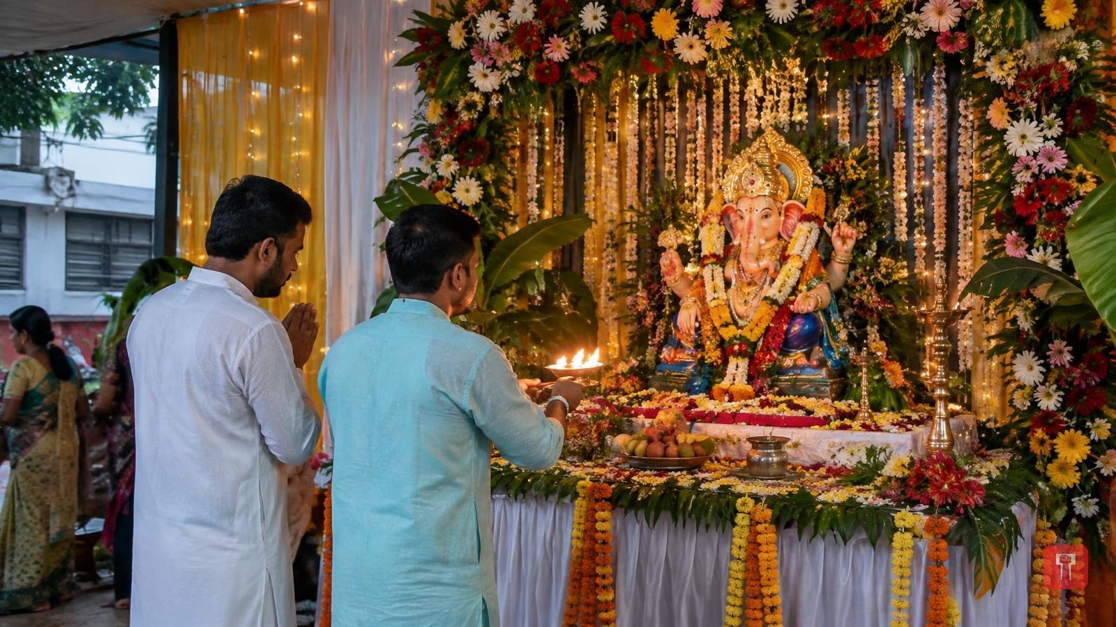 वरोरा में सांसद प्रतिभा धानोरकर के कार्यालय में गणपति बाप्पा की स्थापना