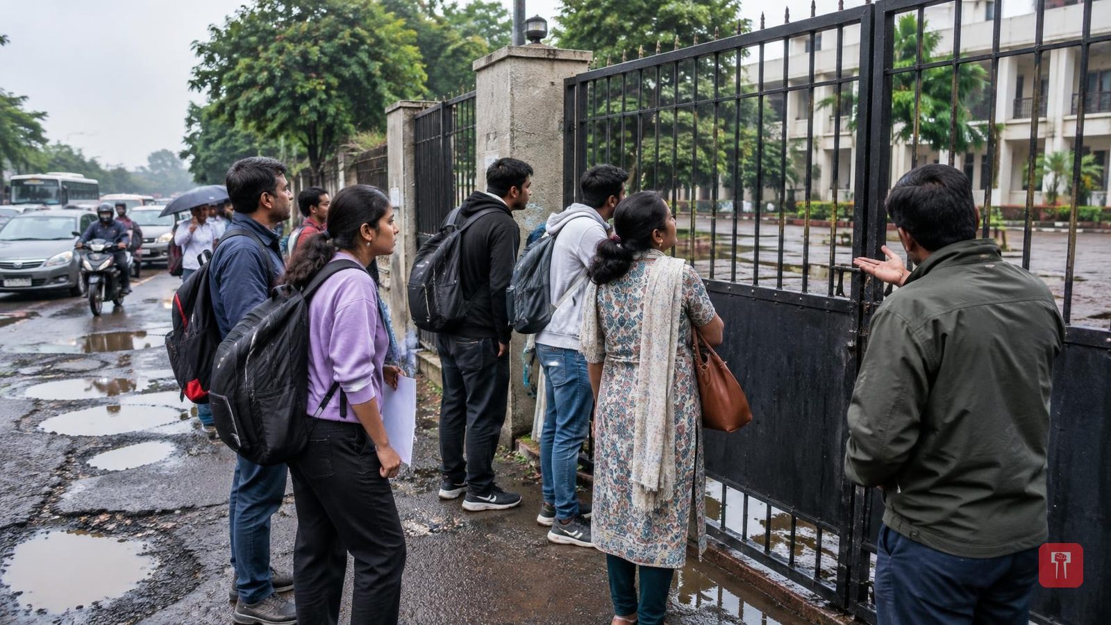 नाशिक में गड्ढों और बारिश से देर हुए स्टूडेंट्स को UPSC सेंटर पर एंट्री नहीं, पैरेंट्स का हंगामा