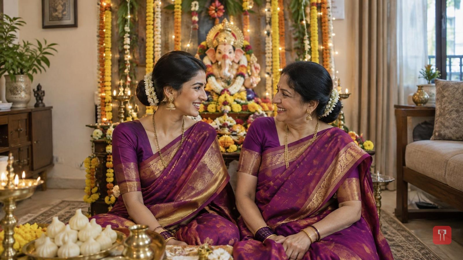 गणेशोत्सव में जिनिलिया और सासू वैशाली देशमुख का पारंपरिक लुक में फोटोशूट वायरल