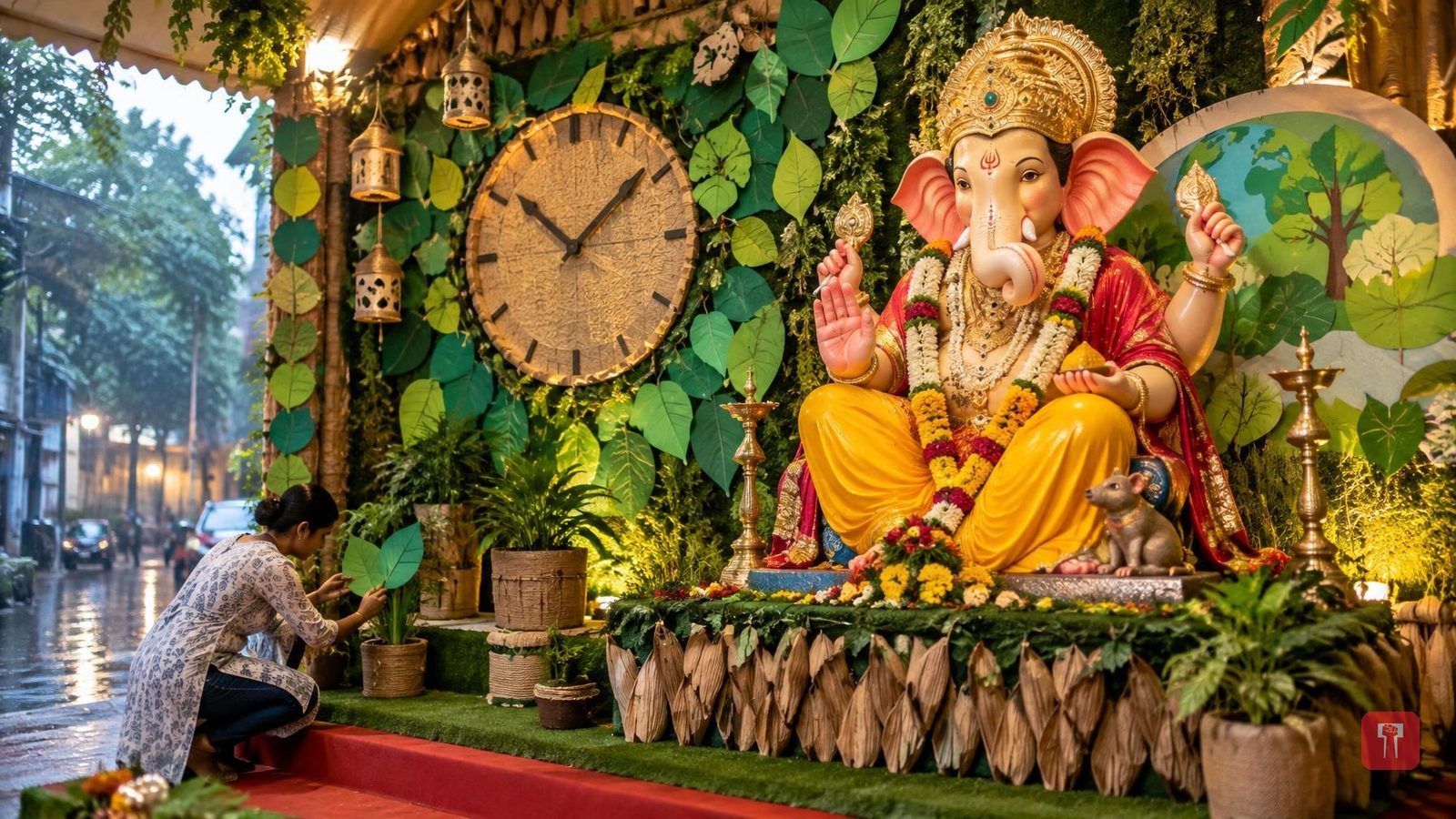 दादर के शिवाजी पार्क मंडल का गणेशोत्सव में प्रकृति के लिए एक मिनट देने का संदेश