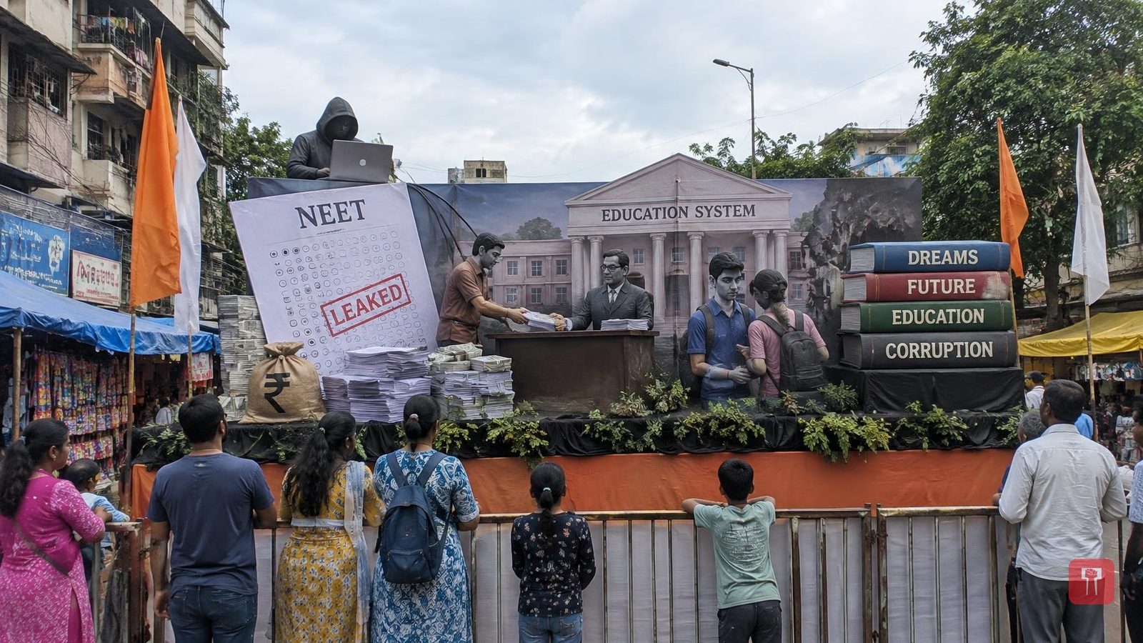 Kalyan Ganesh mandal's display highlights NEET paper leak, education corruption