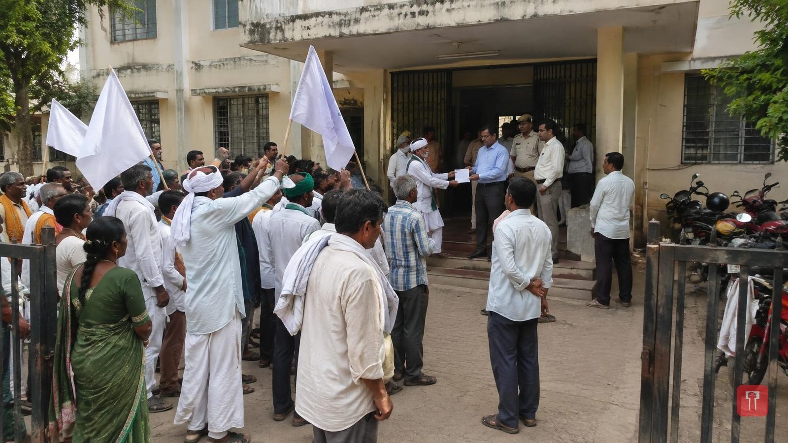 Farmers surround Savner tehsil office over land for defence nuclear corridor