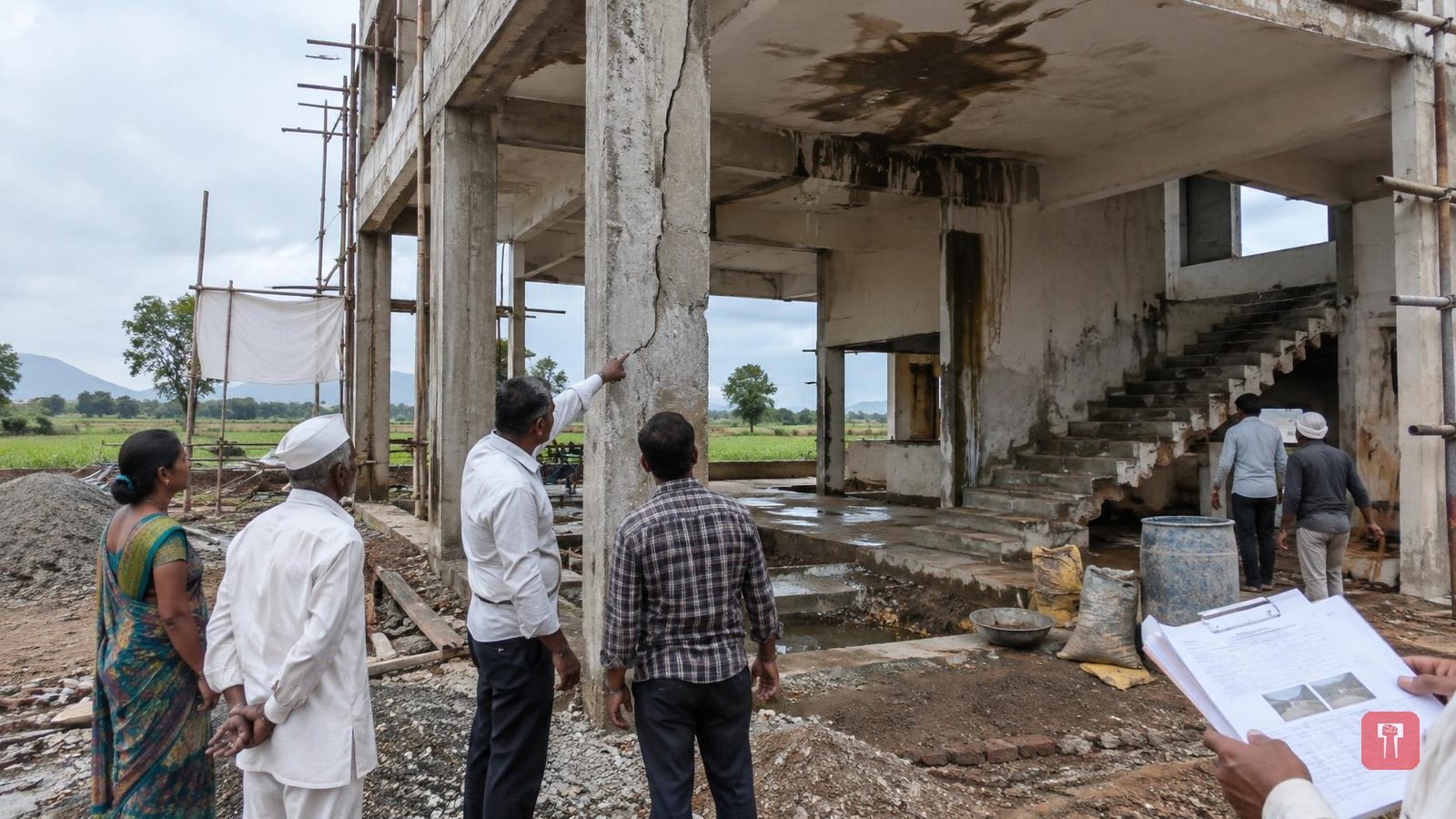 कराड के पाल PHC भवन निर्माण में गड़बड़ी, जिला परिषद सदस्य काळभोर आक्रामक