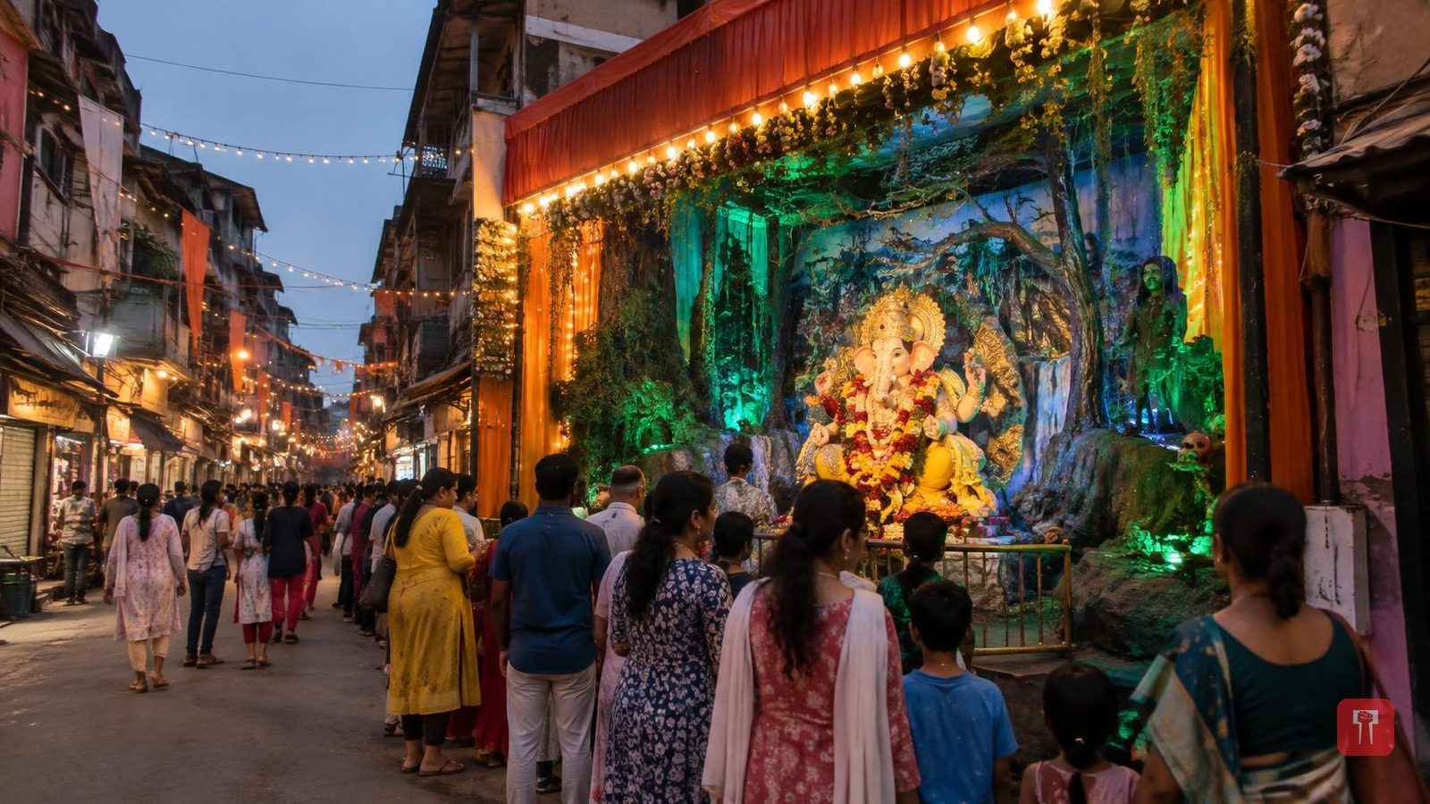 पुण्यातील पेठांमध्ये गणेशोत्सवाच्या देखाव्यांना संध्याकाळी तुफान गर्दी