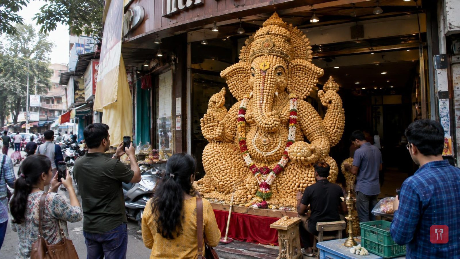 Pune eatery builds 13-foot Ganesh idol from 21,000 panipuris